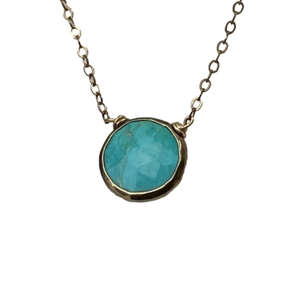 14k GF Necklace Genuine Turquoise Pendant Vintage